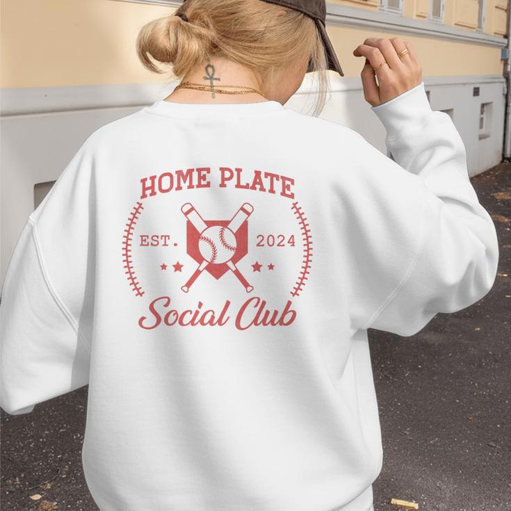 2024 Home Plate Social Club Softball Season Tee Baseball Mom Premium Women's Sweatshirt Back Print 2024 Home Plate Social Club Softball Season Tee Baseball Mom Premium Women's Sweatshirt Back Print
