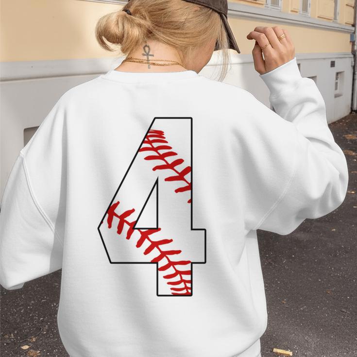 4 Laces 4th Birthday Boy Four Years Baseball Mom T-Shirt Women's Sweatshirt Back Print