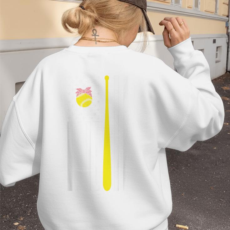 American Flag Baseball Mom Team Women's Sweatshirt Back Print