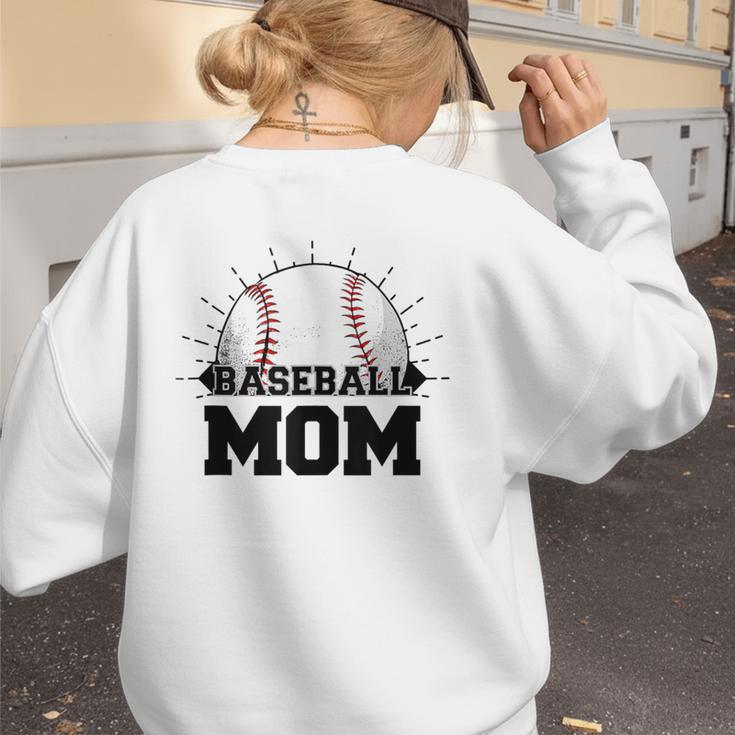American Flag Patriotic Game Day Baseball Mom Women's Sweatshirt Back Print