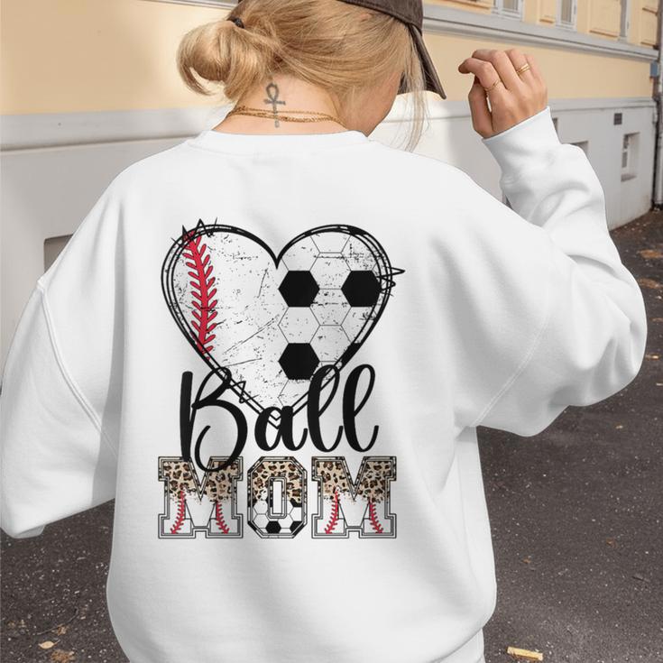 Ball Mom Heart Soccer Baseball Mom Women's Sweatshirt Back Print Ball Mom Heart Soccer Baseball Mom Women's Sweatshirt Back Print