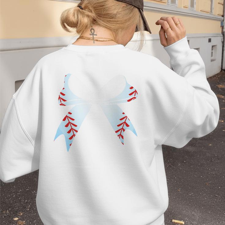 Baseball Bow Baseball Mom Women Baseball Mama Premium Women's Sweatshirt Back Print