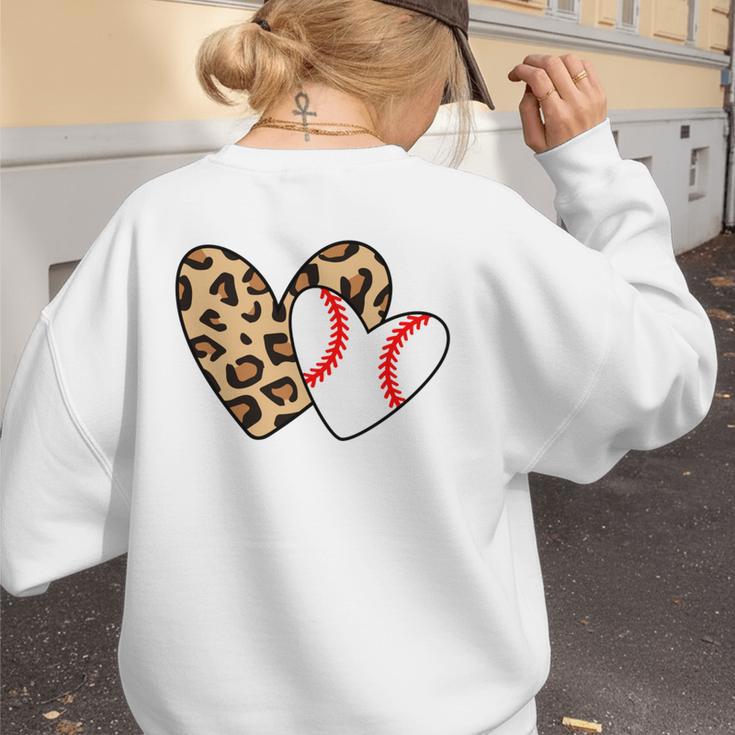 Baseball Heart Leopard Heart Sport Baseball Mom Women's Sweatshirt Back Print Baseball Heart Leopard Heart Sport Baseball Mom Women's Sweatshirt Back Print