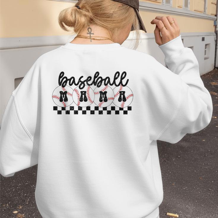 Baseball Mama Retro Groovy Baseball Mom Mother Game Day Women's Sweatshirt Back Print