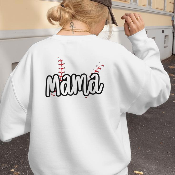 Baseball Mama Scribble Heart Baseball Mom Sports Team Tball Women's Sweatshirt Back Print