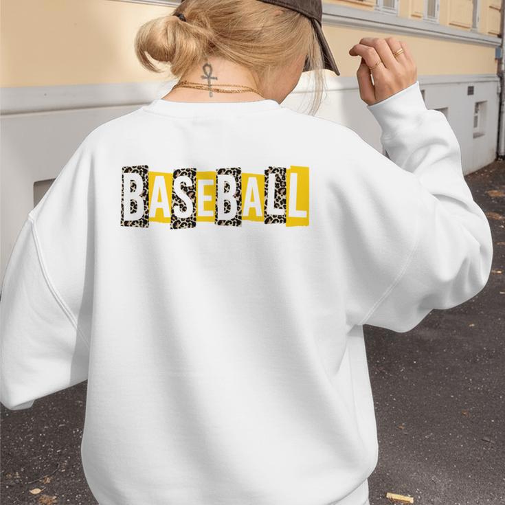 Baseball Mama Yellow Leopard Print Baseball Mom Gear Sports Women's Sweatshirt Back Print Baseball Mama Yellow Leopard Print Baseball Mom Gear Sports Women's Sweatshirt Back Print