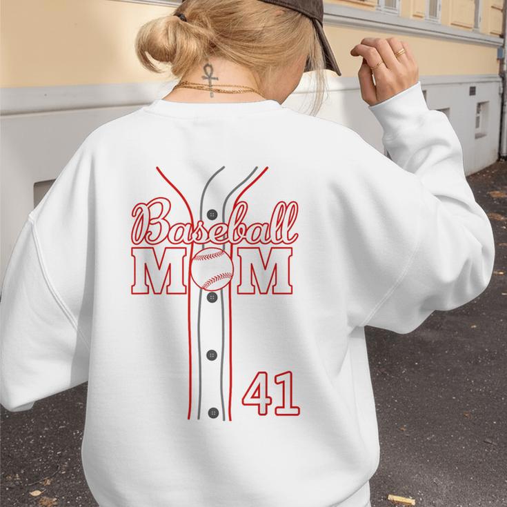 Baseball Mom 41 Number 41 Jersey Team Numbered Jersey Women's Sweatshirt Back Print Baseball Mom 41 Number 41 Jersey Team Numbered Jersey Women's Sweatshirt Back Print