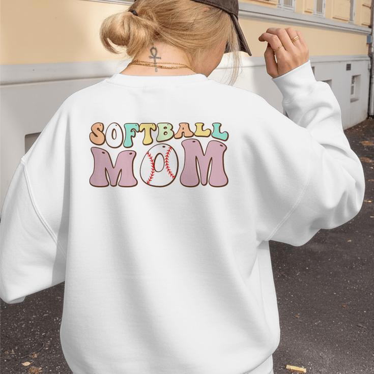 Baseball Mom Bleached Messy Bun Game Day Women's Sweatshirt Back Print Baseball Mom Bleached Messy Bun Game Day Women's Sweatshirt Back Print