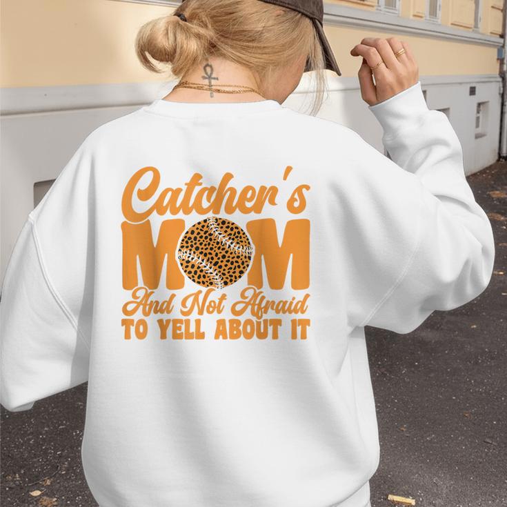 Baseball Mom Catcher's Mom Leopard Softball Mom Women's Sweatshirt Back Print Baseball Mom Catcher's Mom Leopard Softball Mom Women's Sweatshirt Back Print