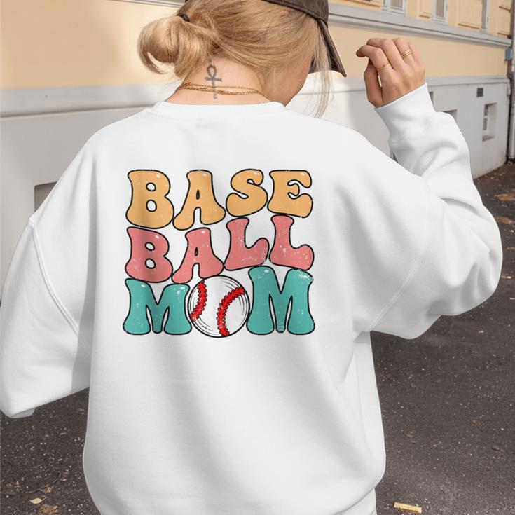 Baseball Mom Groovy Baseball Mom Women's Sweatshirt Back Print Baseball Mom Groovy Baseball Mom Women's Sweatshirt Back Print