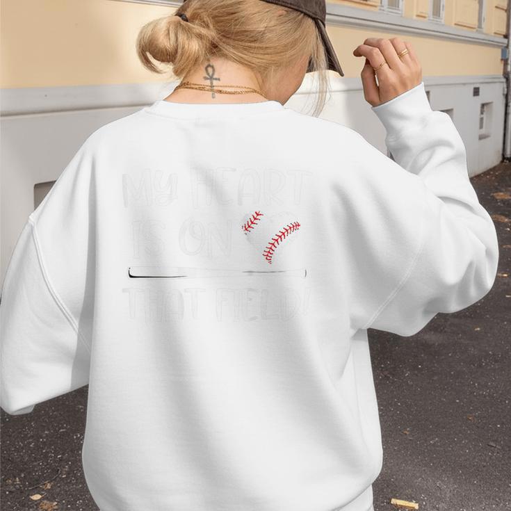 Baseball Mom My Heart Favorite Player On The Field Quote Women's Sweatshirt Back Print Baseball Mom My Heart Favorite Player On The Field Quote Women's Sweatshirt Back Print