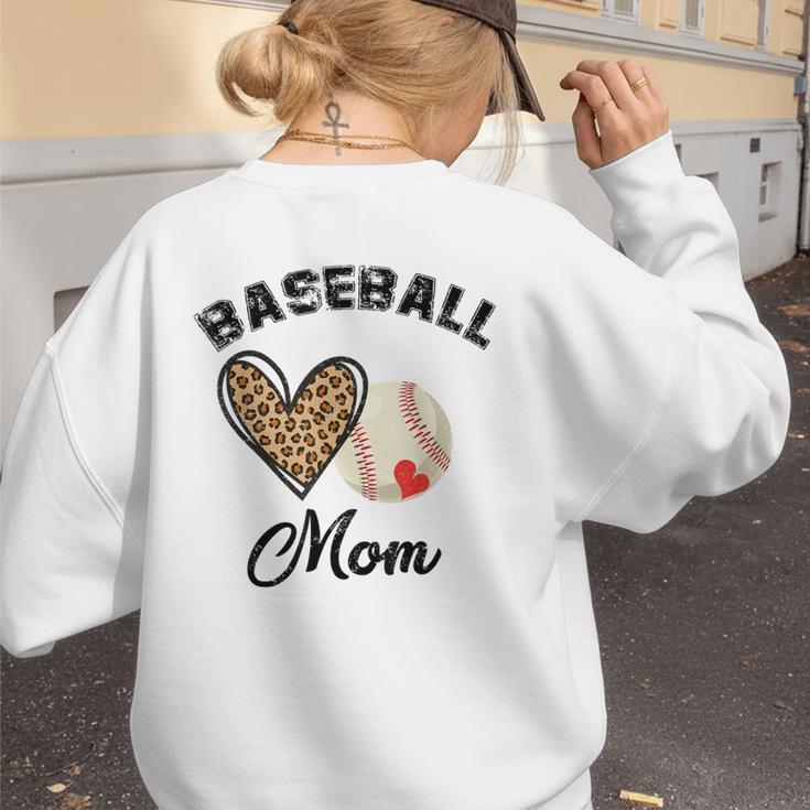 Baseball Mom Leopard Heart Baseball Player Kids Women's Sweatshirt Back Print Baseball Mom Leopard Heart Baseball Player Kids Women's Sweatshirt Back Print
