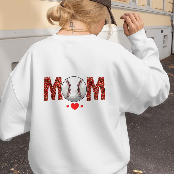 Baseball Mom Leopard Sports Players Mother's Day Women's Sweatshirt Back Print Baseball Mom Leopard Sports Players Mother's Day Women's Sweatshirt Back Print