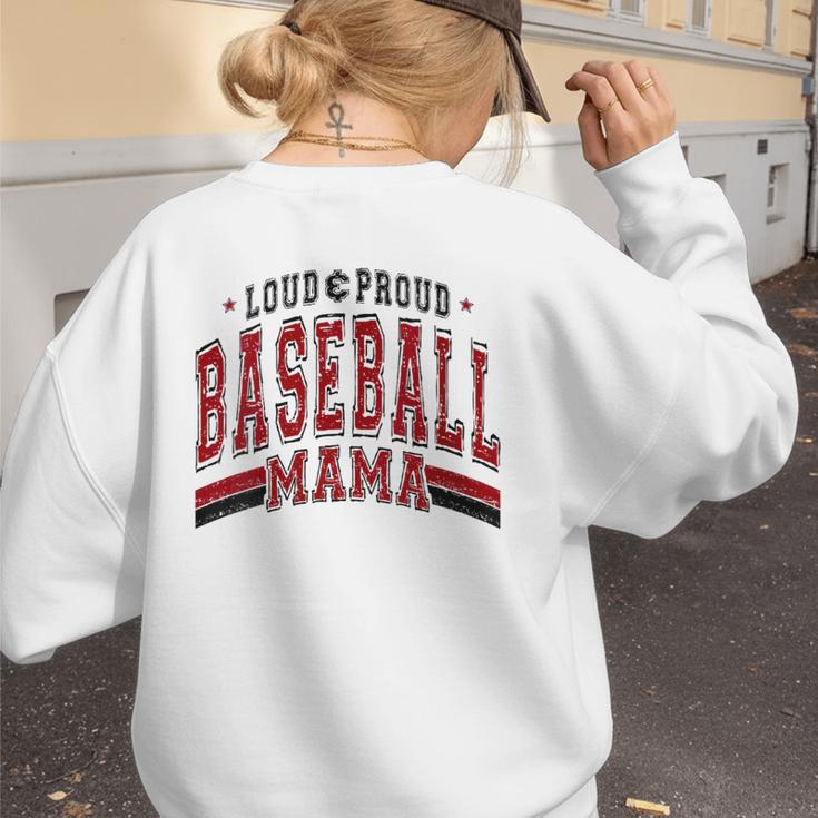 Baseball Mom Baseball Mama Mother's Day Red Loud Proud Women's Sweatshirt Back Print Baseball Mom Baseball Mama Mother's Day Red Loud Proud Women's Sweatshirt Back Print