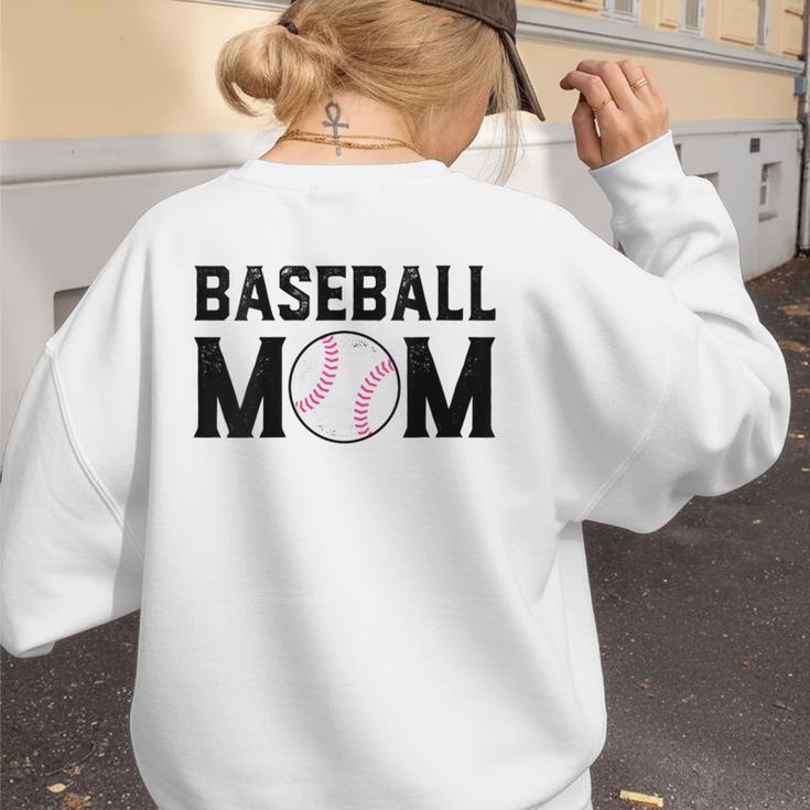 Baseball Mom Mommy Mama Mother's Day Women Retro Ball Sports Women's Sweatshirt Back Print