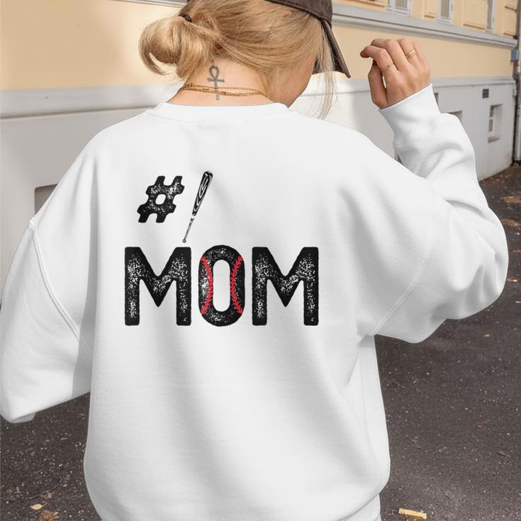 Baseball Mom Number One 1 Mother Baseball Lover Mother's Day Women's Sweatshirt Back Print Baseball Mom Number One 1 Mother Baseball Lover Mother's Day Women's Sweatshirt Back Print