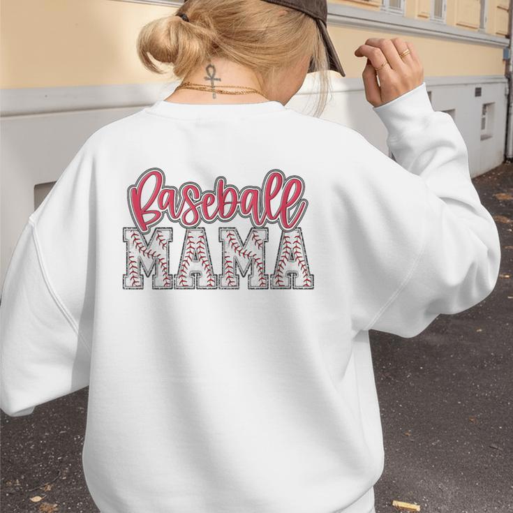 Baseball Mom Pink Baseball Mama Matching Family Daughter Women's Sweatshirt Back Print Baseball Mom Pink Baseball Mama Matching Family Daughter Women's Sweatshirt Back Print