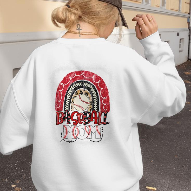 Baseball Mom Rainbow Boho Mommy Premium Women's Sweatshirt Back Print