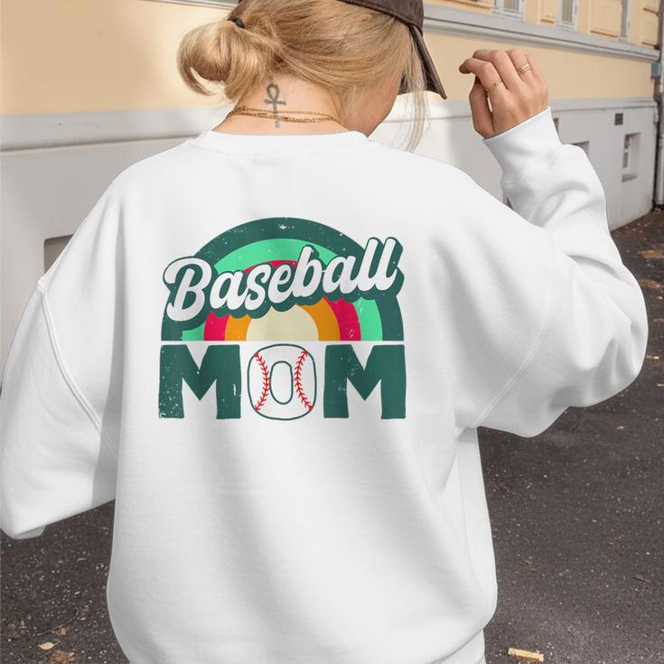 Baseball Mom Rainbow Game Day Women's Sweatshirt Back Print Baseball Mom Rainbow Game Day Women's Sweatshirt Back Print