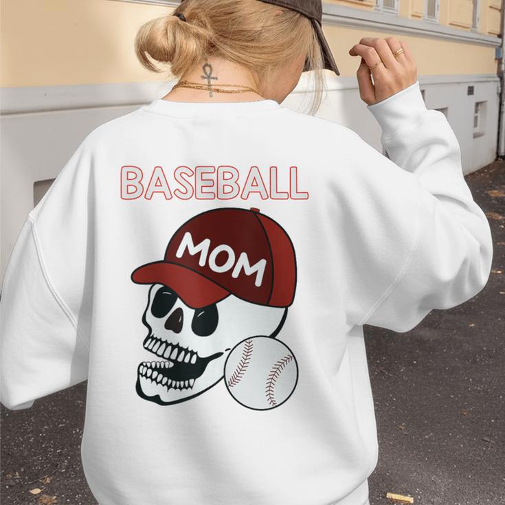 Baseball Mom Skull Sports Skeleton Women's Sweatshirt Back Print Baseball Mom Skull Sports Skeleton Women's Sweatshirt Back Print