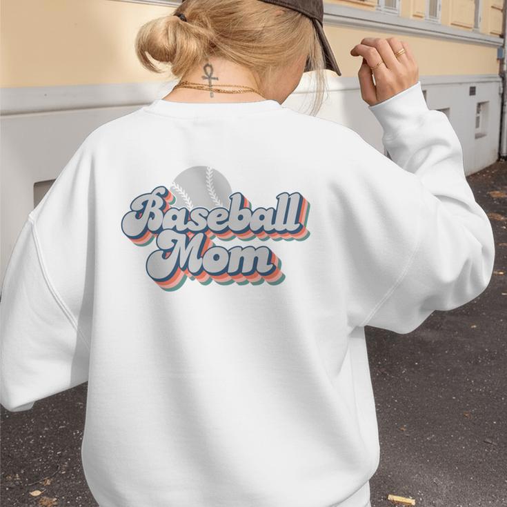 Baseball Mom Sporty Retro Baseball Team Momma Gray Women's Sweatshirt Back Print