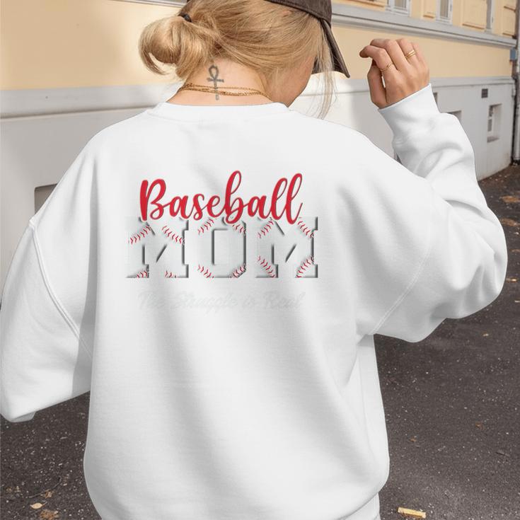 Baseball Mom The Struggle Is Real Premium Women's Sweatshirt Back Print