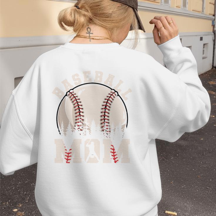 Baseball Mom Vintage Baseball Ball Mama Women's Sweatshirt Back Print Baseball Mom Vintage Baseball Ball Mama Women's Sweatshirt Back Print
