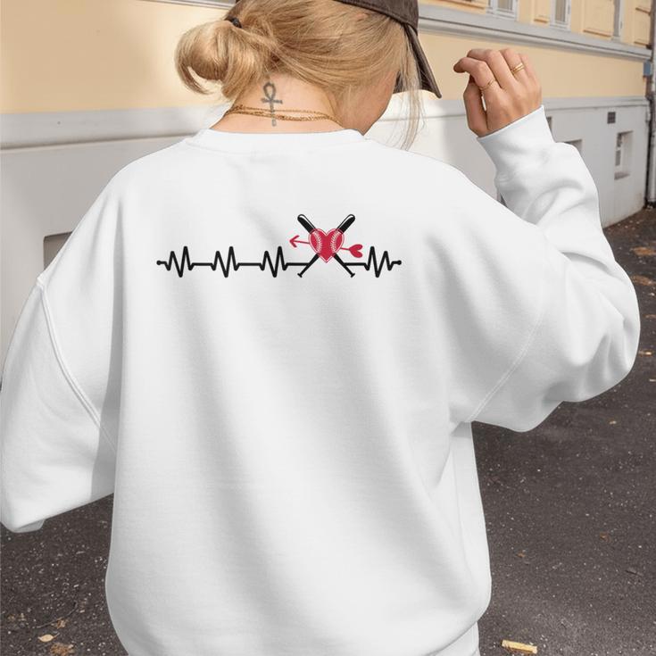 Baseball Softball Baseball Mom Heartbeat Baseball Women's Sweatshirt Back Print Baseball Softball Baseball Mom Heartbeat Baseball Women's Sweatshirt Back Print