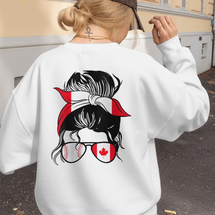 Canadian Baseball Mom Canada Flag Baseball Girl Women's Sweatshirt Back Print Canadian Baseball Mom Canada Flag Baseball Girl Women's Sweatshirt Back Print