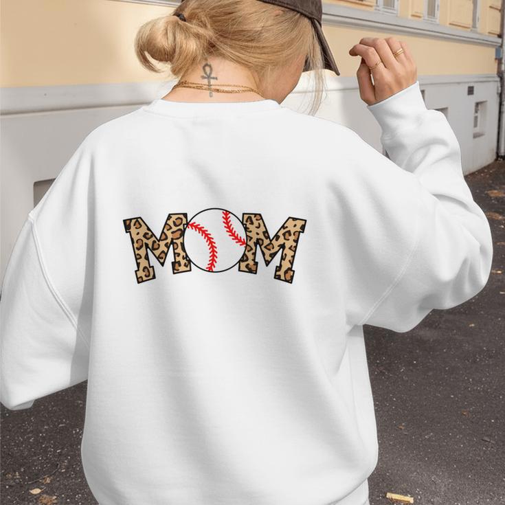 Catcher Mom Baseball Mom Leopard Game Day Women's Sweatshirt Back Print Catcher Mom Baseball Mom Leopard Game Day Women's Sweatshirt Back Print