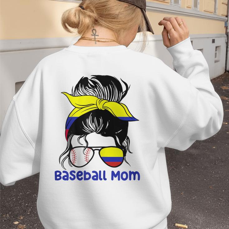 Colombia Baseball Mom Messy Bun Women's Sweatshirt Back Print Colombia Baseball Mom Messy Bun Women's Sweatshirt Back Print