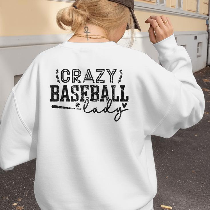 Crazy Baseball Lady Baseball Mom Sporty Humor Women's Sweatshirt Back Print Crazy Baseball Lady Baseball Mom Sporty Humor Women's Sweatshirt Back Print