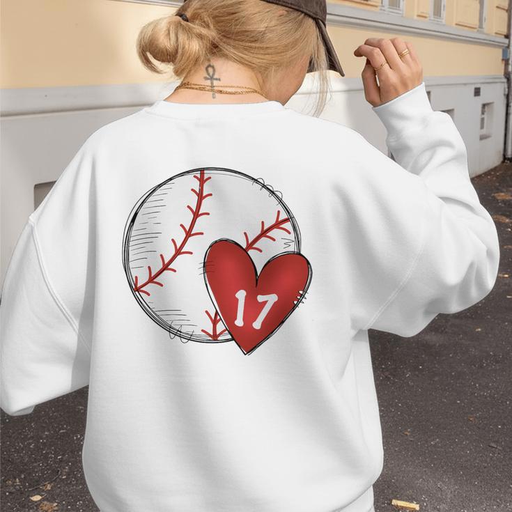 Custom Baseball Mom Number 17 Heart For Mom Mommy Premium Women's Sweatshirt Back Print