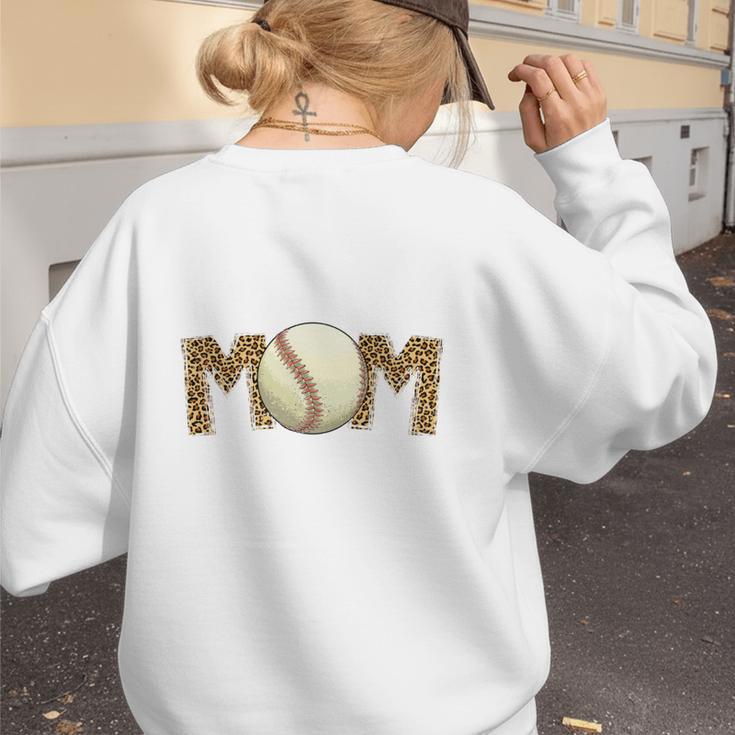 Cute Baseball Mom Leopard Print Mom For Mother's Day Women's Sweatshirt Back Print