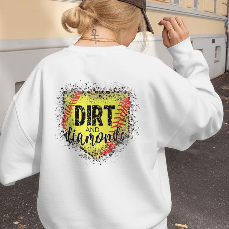 Dirt And Diamonds Baseball Leopard Baseball Mom Women's Sweatshirt Back Print