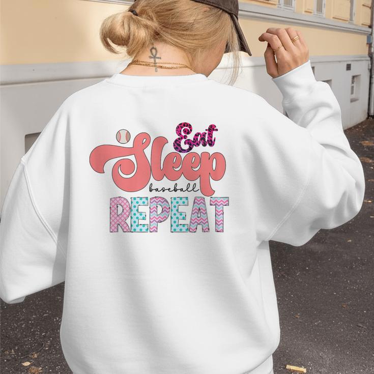 Eat Sleep Baseball Repeat Baseball Moms Women's Sweatshirt Back Print Eat Sleep Baseball Repeat Baseball Moms Women's Sweatshirt Back Print