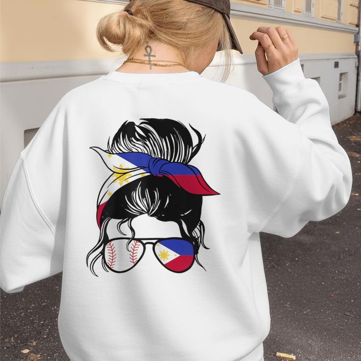 Filipina Baseball Mom Philippines Flag Baseball Girl Women's Sweatshirt Back Print