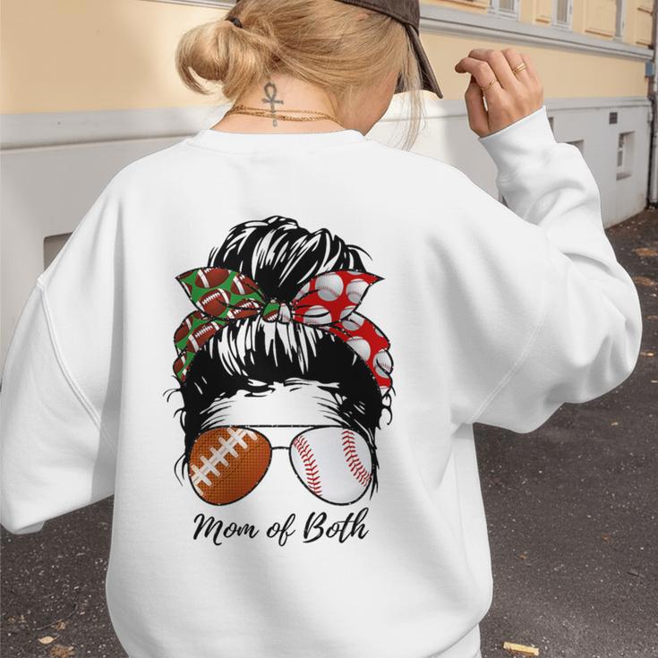 Football Mom Baseball Mom Of Both Messy Bun Mother's Day Premium Tri-Blend Women's Sweatshirt Back Print Football Mom Baseball Mom Of Both Messy Bun Mother's Day Premium Tri-Blend Women's Sweatshirt Back Print