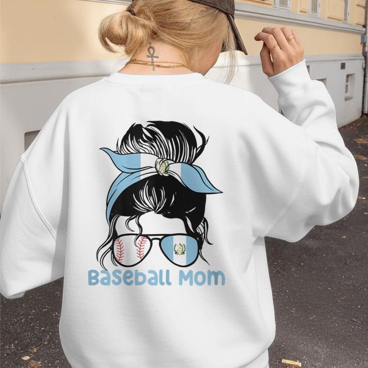 Guatemala Baseball Mom Messy Bun Women's Sweatshirt Back Print