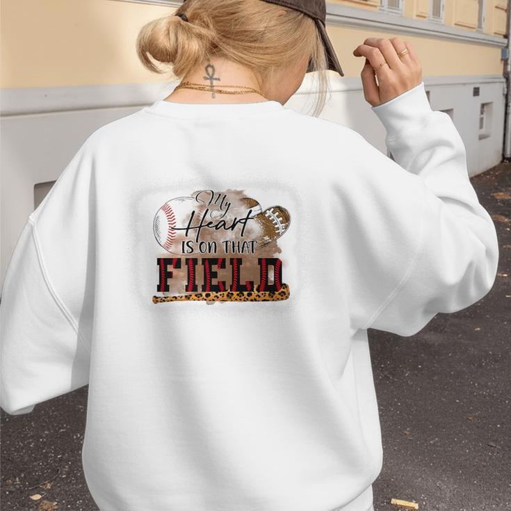 My Heart Is On That Field Baseball Mom Momm Premium Women's Sweatshirt Back Print