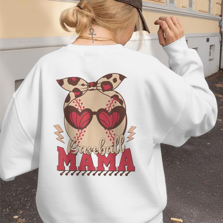Heart Glasses Baseball Mama Baseball Mom Mother's Day Women's Sweatshirt Back Print