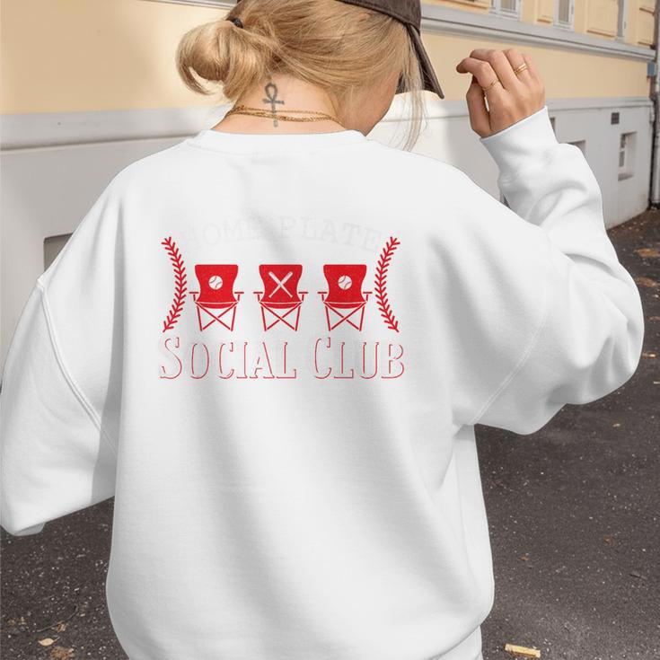 Home Plate Social Club Softball Season Baseball Mom Premium Women's Sweatshirt Back Print