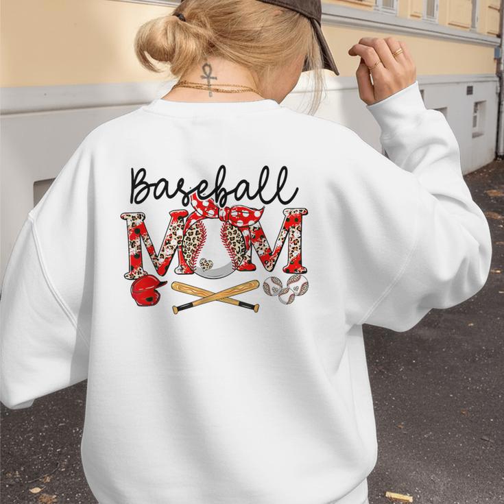 Leopard Baseball Mom Game Day Vibes Mother's Day Women's Sweatshirt Back Print Leopard Baseball Mom Game Day Vibes Mother's Day Women's Sweatshirt Back Print