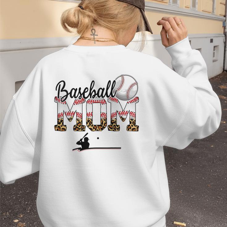 Leopard Baseball Mom Mama Mommy Sport Women's Sweatshirt Back Print