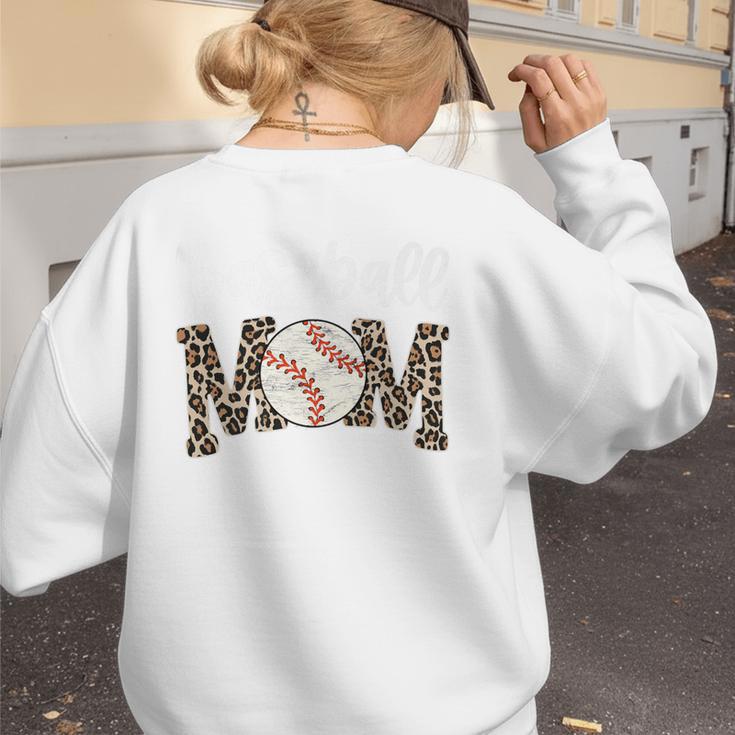 Leopard Baseball Mom Baseball Mama Retro Cute Mother's Day Premium Women's Sweatshirt Back Print Leopard Baseball Mom Baseball Mama Retro Cute Mother's Day Premium Women's Sweatshirt Back Print