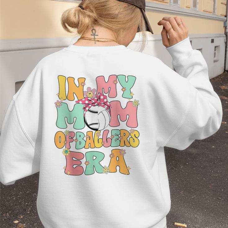 In My Mom Of Ballers Era Groovy Volleyball Baseball Mom Cute Women's Sweatshirt Back Print In My Mom Of Ballers Era Groovy Volleyball Baseball Mom Cute Women's Sweatshirt Back Print