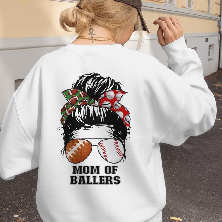 Mom Of Ballers Messy Bun Football Mom Baseball Mom Of Both Premium Tri-Blend Women's Sweatshirt Back Print Mom Of Ballers Messy Bun Football Mom Baseball Mom Of Both Premium Tri-Blend Women's Sweatshirt Back Print