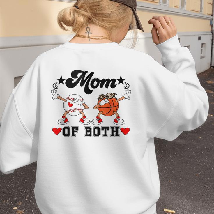 Mom Of Both Basketball Baseball Mom Women's Sweatshirt Back Print