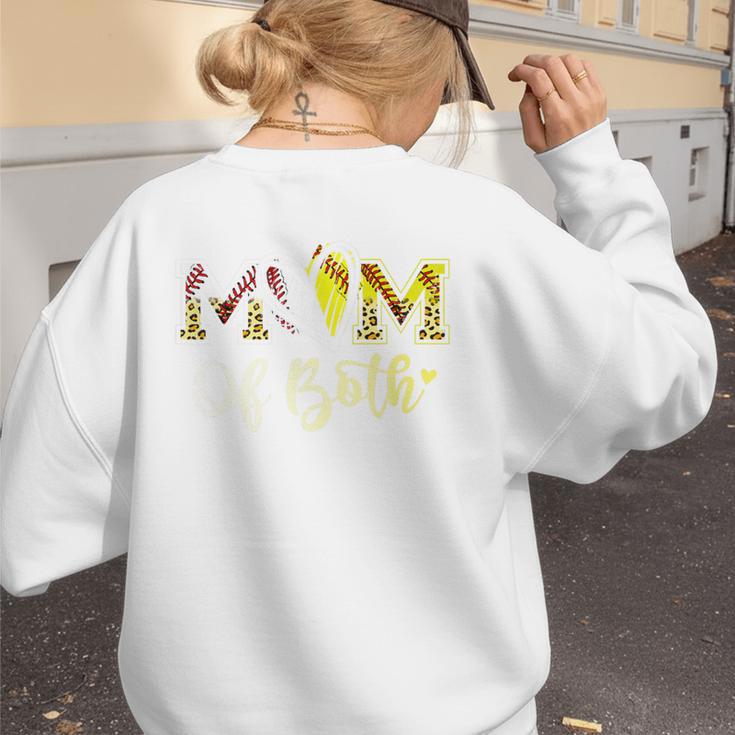 Mom Of Both Softball Baseball Mom Premium Women's Sweatshirt Back Print