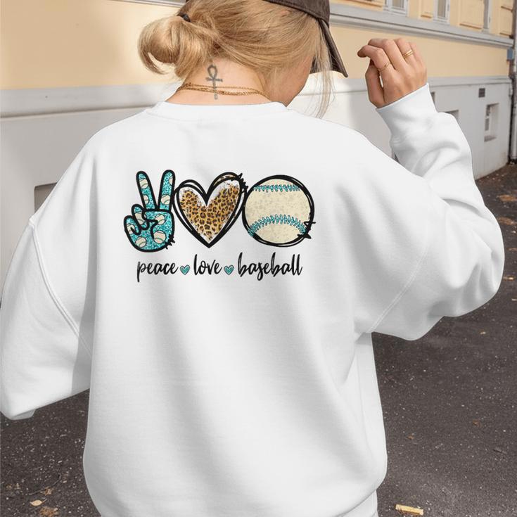 Peace Love Baseball Lover Motif For Women Pink Baseball Mom Women's Sweatshirt Back Print Peace Love Baseball Lover Motif For Women Pink Baseball Mom Women's Sweatshirt Back Print